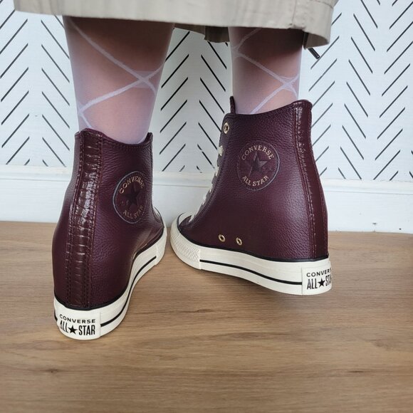 ✨✨Converse Chuck Taylor All Star Wedge Leather 8 Womens Shoes Burgundy A12349C - Picture 5 of 12
